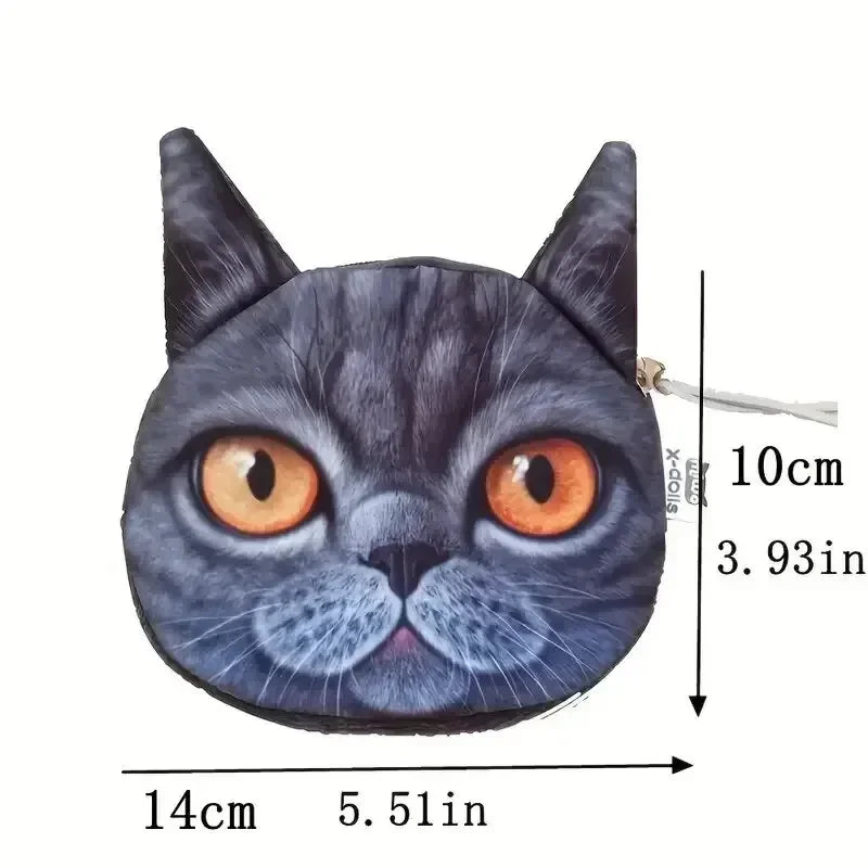 Cute Cartoon Cat Plush Coin Purse Animal Cat Coin Bag Sweet Purse Snack Funny Storage Bag