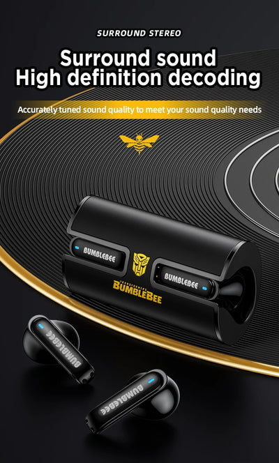 Transformers TF-T02 New TWS Wireless Bluetooth V5.3 Earphones Gaming Music Dual Mode Headset HiFi Sound Low Latency Headphones