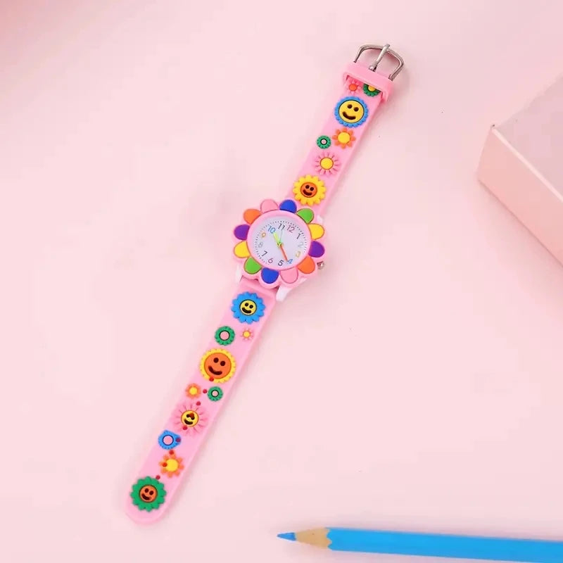 Children's Cartoon Watch Quartz Silicone Watch Elementary School Girls Boys Children's Watch 3D Silicone Strap