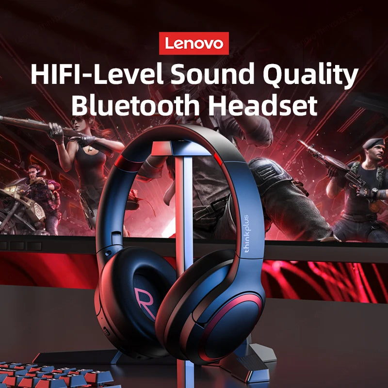 100% Original Lenovo TH40 Wireless Bluetooth Headset Deep Bass Over-Ear Earphones Smart Noise Reduction Gaming Earbuds With Mic