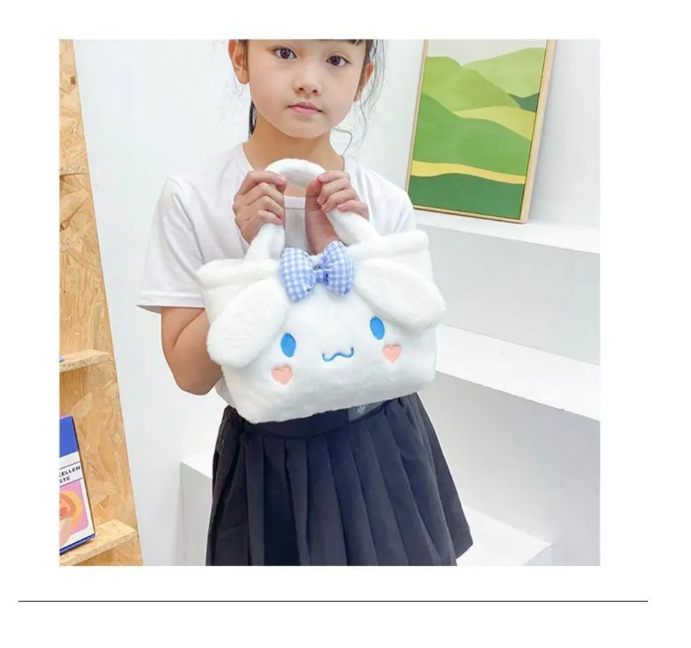 Sanrio Plush Bag Kawaii Kuromi Cinnamoroll Melody Cartoon Anime Handbag Crossbody Cosmetic Travel Storage Bags Women Girls Gifts