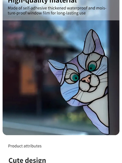 Cat Peeping Glass Window Self-adhesive Stickers, Waterproof Moisture-proof Glass Film, Bedroom Living Room Car Window Decoration