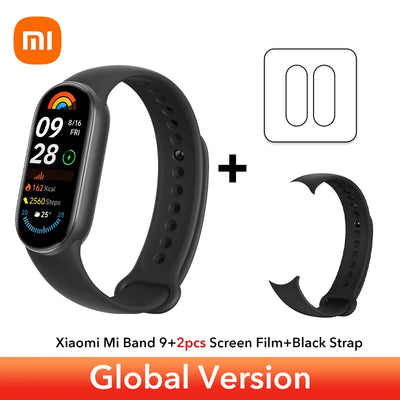 إصدار عالمي سريع الشحن من Xiaomi Smart Band 9 مقاس 1.62 بوصة AMOLED 150+ وضع رياضي عمر بطارية 21 يومًا * مراقبة النوم SpO2 * سوار