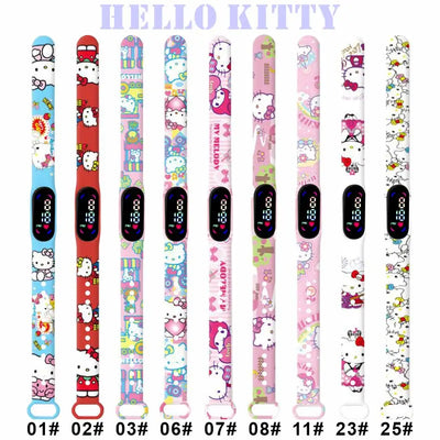 Anime Hello Kitty Kuromi Melody Digital Watch Cartoon Cute Kids Silicone LED Watch Child Birthday Gifts Christmas Party Favors