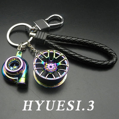 Classic Mini Turbo Hub Keychain Creative Metal Auto Parts Pendant With Key Holder For Men Gifts