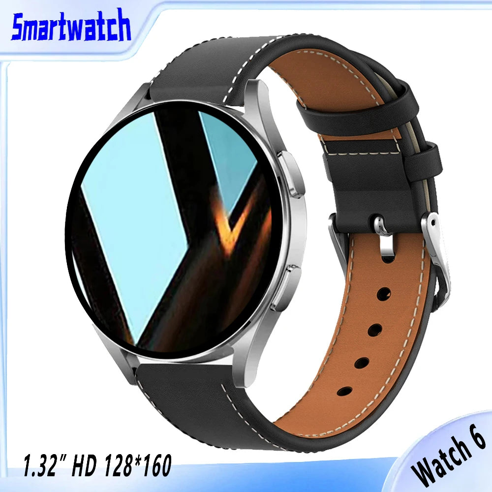 Watch 6 Business Smartwatch Men 1.32 Inch 128*160 Bluetooth Call Health Monitoring Alarm Clock Fashion Watch Women Multifunction