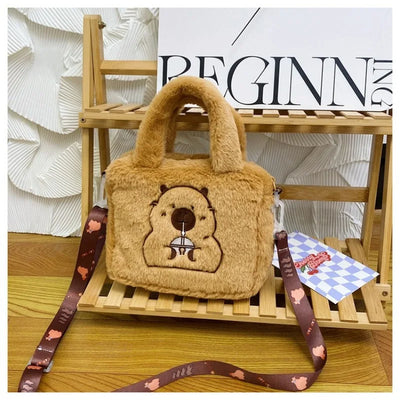 Cartoon Plush Bag Handbag Crossbody Anime Peripheral Products Cute Kapybara Plush Doll Bag Children's Crossbody Coin Bag