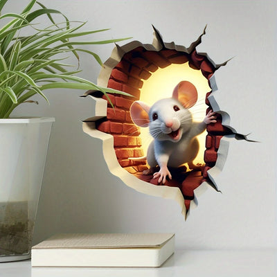 Broken Wall Mouse Hole Wall Stickers for Corner Living Room Bedroom Animal For Kids Bedroom Wallpaper Removable  Rats Decals S45