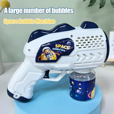 Space Astronauts Fully Automatic Bubble Gun Rocket Bubbles Machine Automatic Blower with Bubble Liquid Toy for Kids Bubble Gift