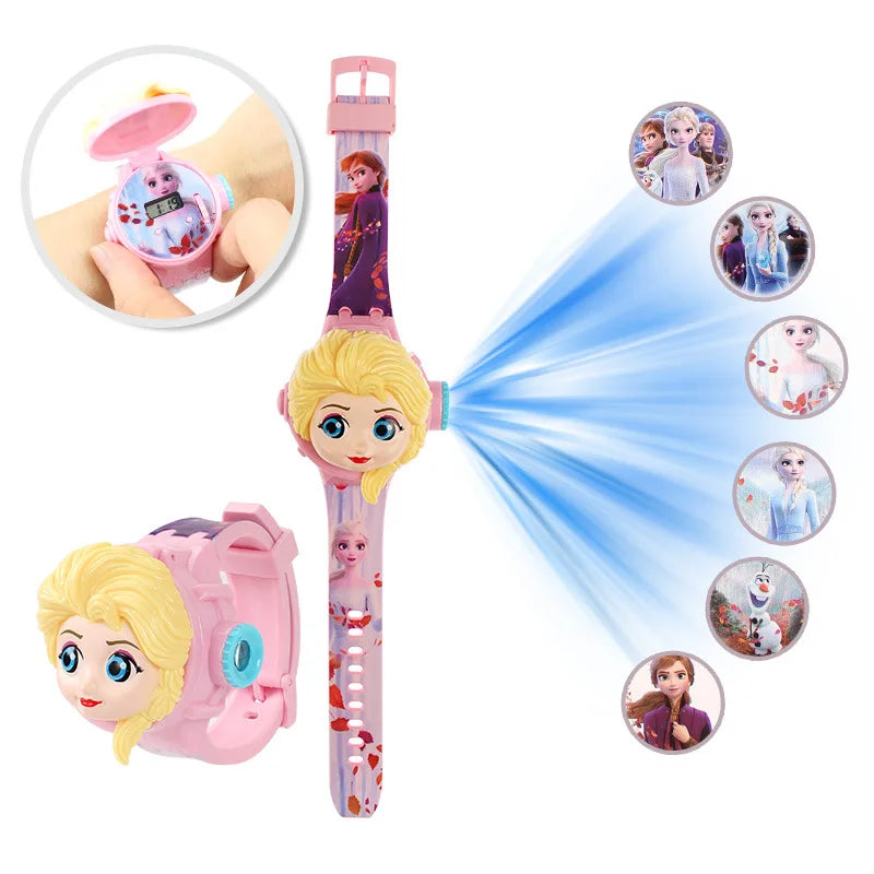 Disney Minnie Princess Elsa Children Watches For Girls Projection Super Hero Kids Digital Clock Wristwatches Gift Dropshipping