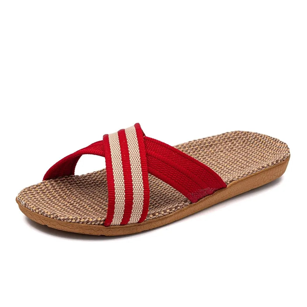 Plus Size Women'S Slippers Flat Sandals Linen Lightweight Casual Summer Slippers Women For Home Free Shipping