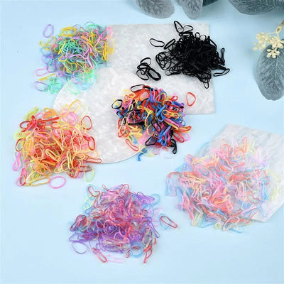 1000Pcs/Bag Colorful Small Disposable Hair Bands Scrunchie Girls Elastic Rubber Band Ponytail Holder Hair Accessories Hair Ties