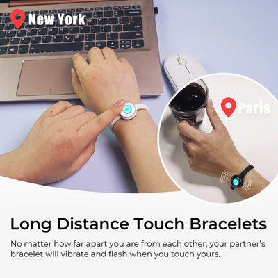 TOTWOO Candy Collection Long Distance Touch Bracelets Colorful Band Vibration & Light up Gifts for Girlfriend Pairing Jewelry