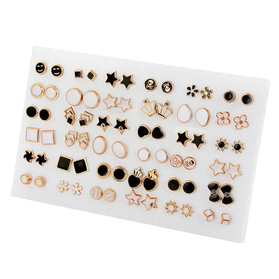 Wholesale 36Pairs/18pairs Mixed Styles Rhinestone Sun Flower Geometric Animal Plastic Stud Earrings Set For Women Girls Jewelry