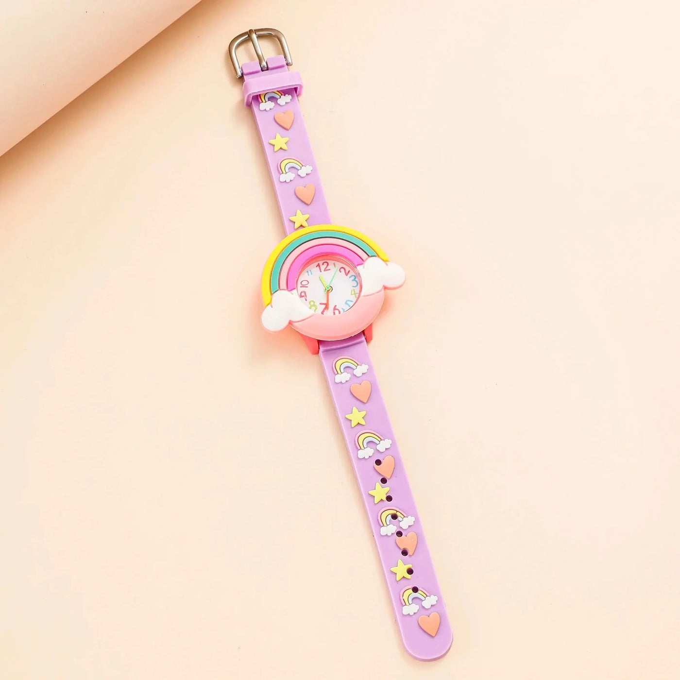 2024 New Rainbow Cloud Printed Silicone Band Children's Watch Girl Cute Cartoon Quartz Watch Kids Watches Boys Girl Watche