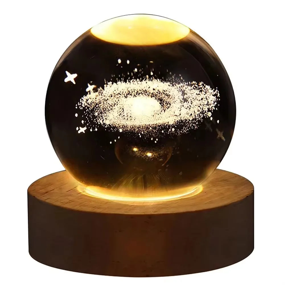 LED Crystal Ball Table Lamp USB Night Light 3D Moon Planet Galaxy Decor for Home Table Lamp Party Toys for Kids Adult Xmas Gifts