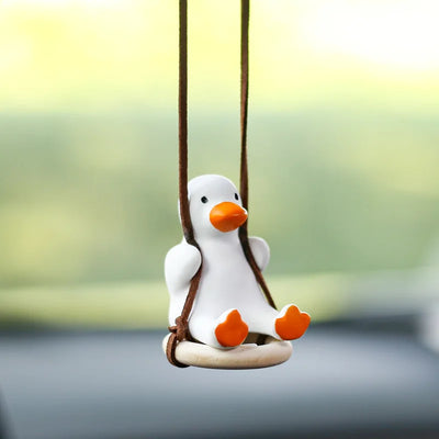 Adorable Duck Car Ornaments for Women, Tire Swing Interior Mirror Pendant