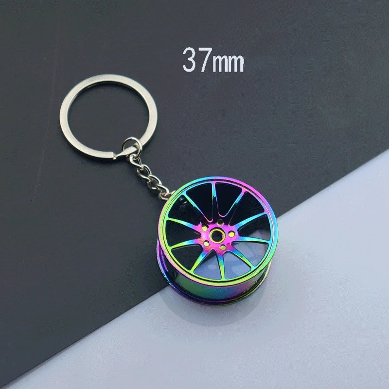 Classic Mini Turbo Hub Keychain Creative Metal Auto Parts Pendant With Key Holder For Men Gifts