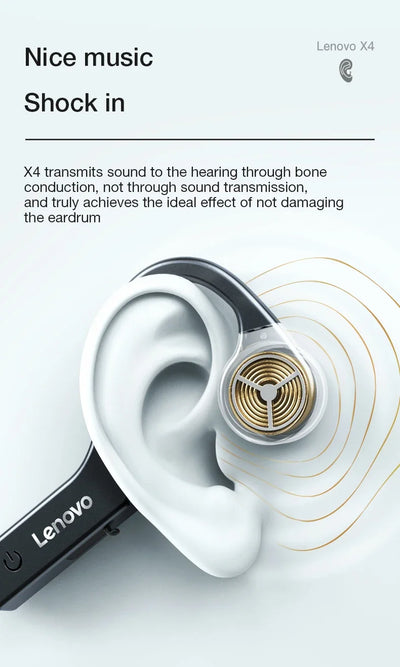 Original Lenovo X4 Bone Conduction Wireless Bluetooth Earphone IPX5 Waterproof Sport Headphone HD Call Touch Headset With Mic