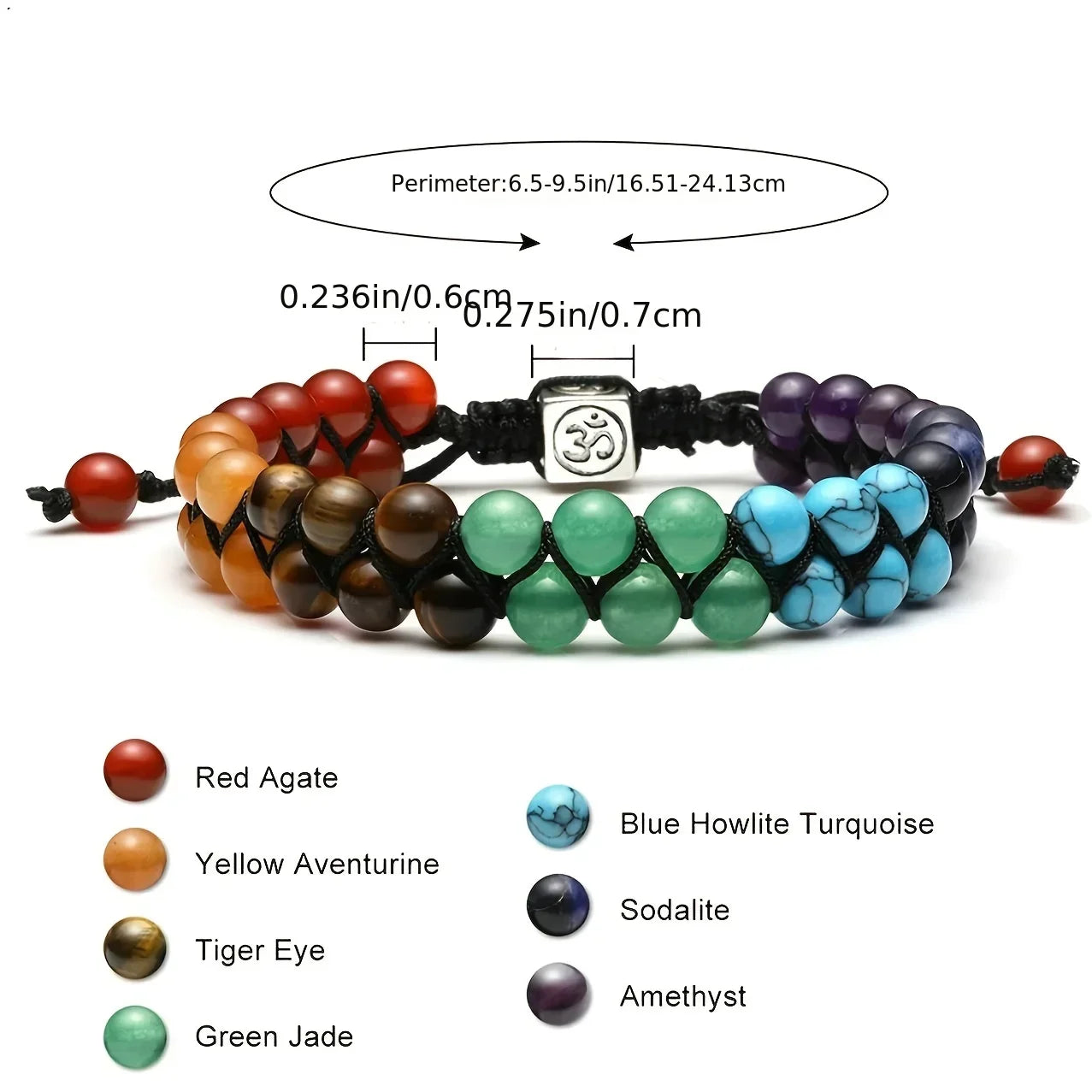 New 7 Chakra Treatment Crystal Men Bracelet Yoga Stone Adjustable Beads Bracelet Meditation Relaxation Anxiety Women's Bracele