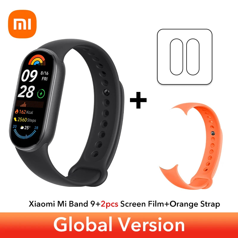 إصدار عالمي سريع الشحن من Xiaomi Smart Band 9 مقاس 1.62 بوصة AMOLED 150+ وضع رياضي عمر بطارية 21 يومًا * مراقبة النوم SpO2 * سوار