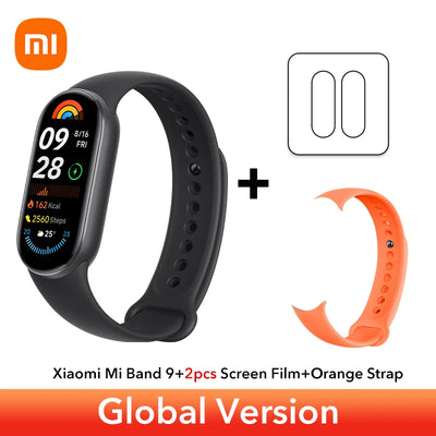 الإصدار العالمي من سوار Xiaomi Smart Band 9 مقاس 1.62 بوصة AMOLED يدعم أكثر من 150 وضعًا رياضيًا وعمر بطارية يصل إلى 21 يومًا ومراقبة النوم SpO2* سوار