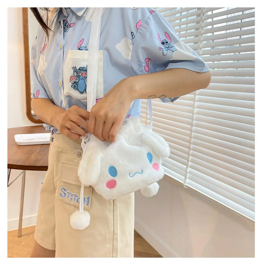 Sanrio  Bag Kawaii Cinnamoroll Handbag Tote Plushie Shoulder Messenger Bags Kuromi Hello Kitty Stuffed Makeup Backpack Gift