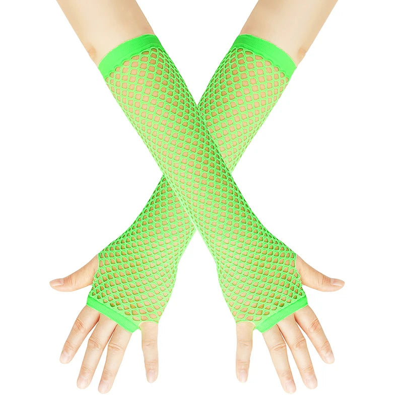 1Pair Womens Long Fishnet Net Gloves Fingerless Mesh Gloves Punk Rock Fancy Night Club Party Arm Warmer Gloves Sexy Gloves