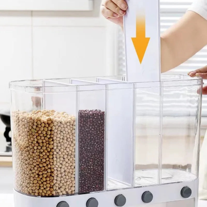 Wall Clear Cereal Dispenser Plastic Transparent Grain Storage Holder Rice Tank Bucket Sealed Jar Container Kitchen Organizer