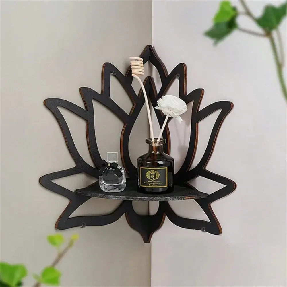 Lotus Floating Wall Shelf Crystal Shelf Display Home Wood Decor Aesthetic Room Decoration Modern Home Decoration Shelf