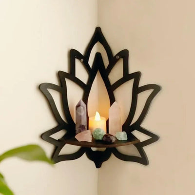 Lotus Floating Wall Shelf Crystal Shelf Display Home Wood Decor Aesthetic Room Decoration Modern Home Decoration Shelf