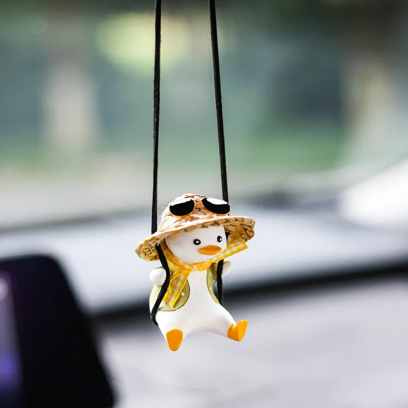 Adorable Duck Car Ornaments for Women, Tire Swing Interior Mirror Pendant