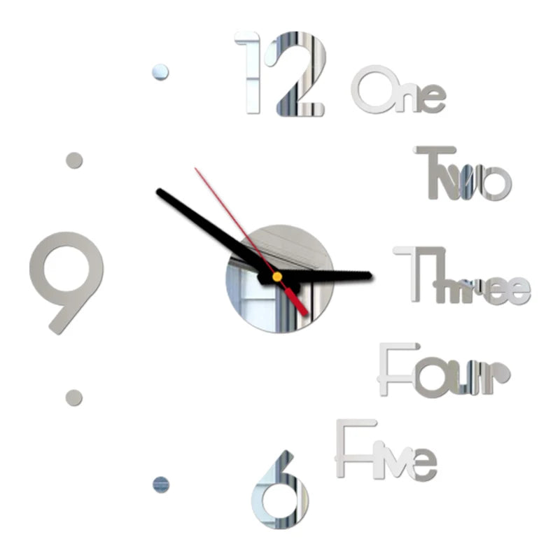 Wall Clock Frameless Digital Wall Clocks DIY Acrylic Wall Stickers Quartz Silent Clock for Home Office Wall Decor Horloge Murale