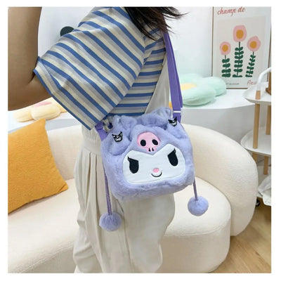 Sanrio  Bag Kawaii Cinnamoroll Handbag Tote Plushie Shoulder Messenger Bags Kuromi Hello Kitty Stuffed Makeup Backpack Gift