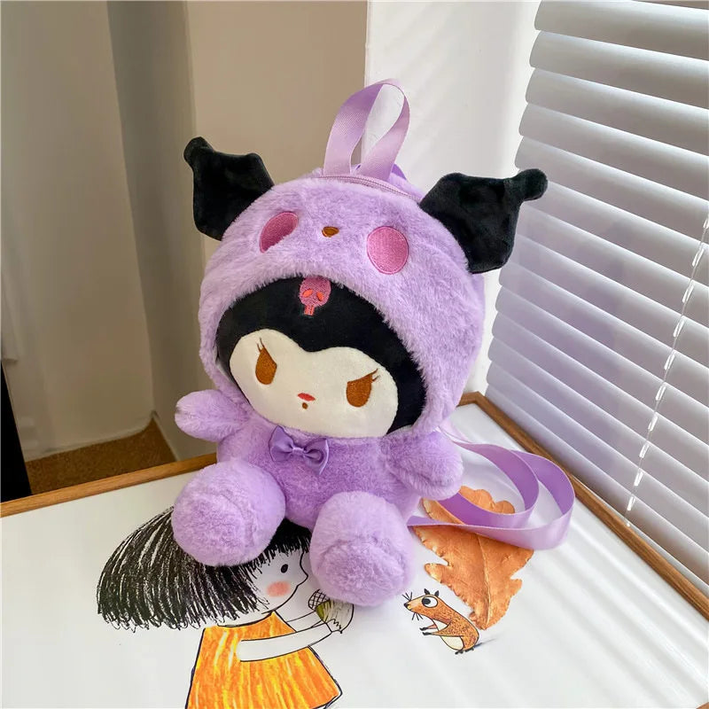 Kawaii Sanrio Bag Kuromi Plush Backpack Lolita Style Plushies Stuffed Animal Doll Toys My Melody Bag Women Tote Girl Christmas