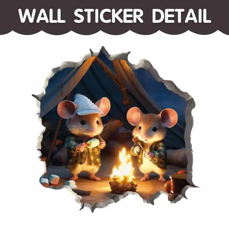 M420 Cartoon Cute Little Mouse Hole Wall Stickers Creative Bedroom Bathroom Cute Decals Scratch-Proof Suitcase House Decoration