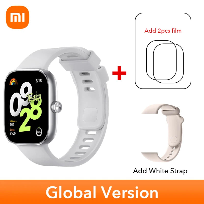 النسخة العالمية من ساعة Xiaomi Redmi Watch 4 الذكية مقاس 1.97 بوصة AMOLED لمراقبة معدل ضربات القلب وأكسجين الدم ودعم مكالمات الهاتف عبر البلوتوث ونظام تحديد المواقع العالمي (GPS)