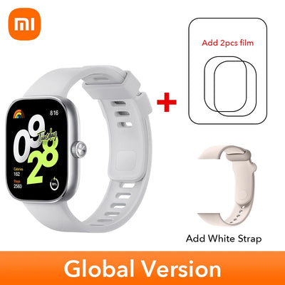 النسخة العالمية من ساعة Xiaomi Redmi Watch 4 الذكية مقاس 1.97 بوصة AMOLED لمراقبة معدل ضربات القلب وأكسجين الدم ودعم مكالمات الهاتف عبر البلوتوث ونظام تحديد المواقع العالمي (GPS)