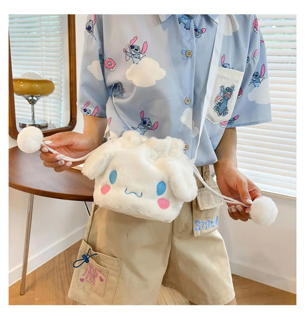 Sanrio  Bag Kawaii Cinnamoroll Handbag Tote Plushie Shoulder Messenger Bags Kuromi Hello Kitty Stuffed Makeup Backpack Gift