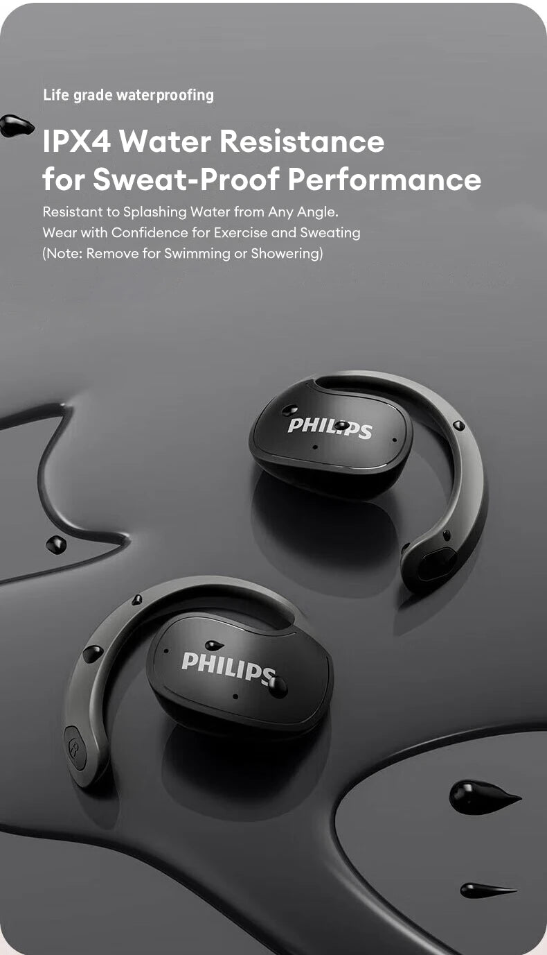 Philips TAT2708 OWS Wireless Bluetooth Earphones Noise Cancelling Game Headset Long Endurance Waterproof Sport Earbuds With Mic