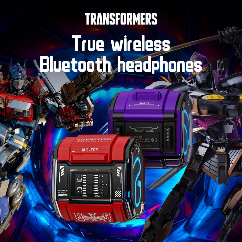 سماعات أذن لاسلكية Transformers MG-C03 بتقنية بلوتوث 5.3 TWS للألعاب والموسيقى ذات الوضع المزدوج وصوت عالي الدقة وسماعات منخفضة الكمون