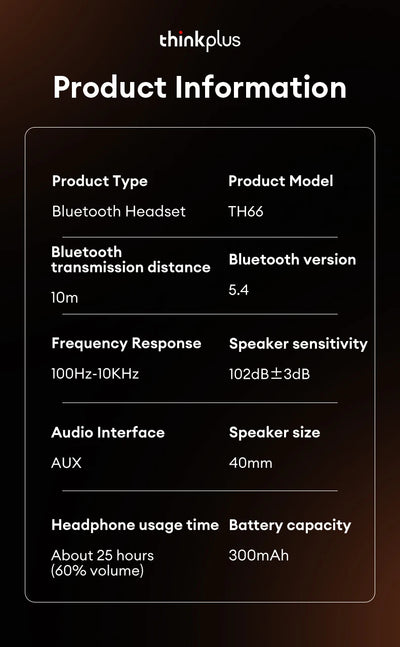 سماعات أذن لاسلكية أصلية من لينوفو TH66 تعمل بتقنية البلوتوث وصوت هاي فاي وإلغاء الضوضاء وسماعات رأس للألعاب ذات جهير عميق