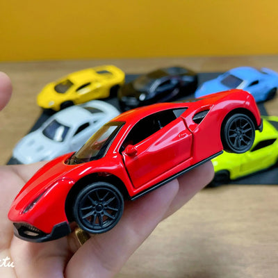 1:43 Diecast Alloy Car Model Metal Pull Back Simulation Car Toy Boy Sports Car Ornament with to Open the Door Toys for Kids