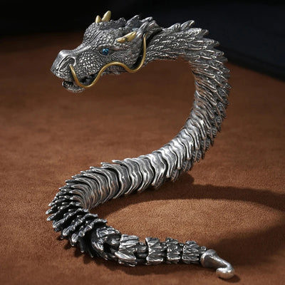 Handmade Three-dimensional Dragon Bracelet Men's Trendy Personality Domineering Retro Faucet Collection-level Series Jewelry