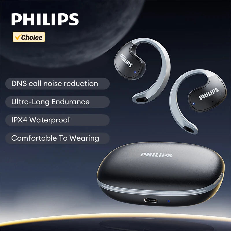 سماعات أذن لاسلكية TAT2708 OWS من Philips مزودة بتقنية البلوتوث وإلغاء الضوضاء وسماعات أذن رياضية طويلة الأمد ومقاومة للماء مع ميكروفون