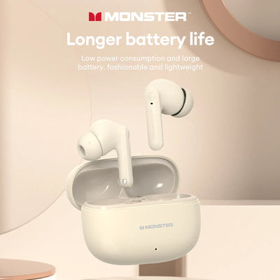 سماعة Monster XKT27 Bluetooth V5.4 ذات وضع الاستعداد الطويل وسماعات أذن HIFI Sound وذكية لتقليل الضوضاء ومكالمات عالية الدقة