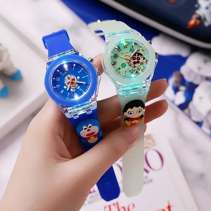 MINISO Disney Fashion Minnie Children's Watch Mickey Mouse Children's Flash Light Cartoon Figure Doll Boys Girls Birthday Gifts