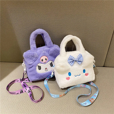 Sanrio Bag Kawaii Kuromi Cinnamoroll My Melody Cartoon Anime Plush Handbag Cosmetic Bag Travel Storage Bag Women Girl Gifts