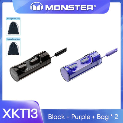 Original Monster V5.3 Wireless Bluetooth Headset XKT13 HIFI Sound Earphones Long Standby Earbuds Rotating Transparent Shell New