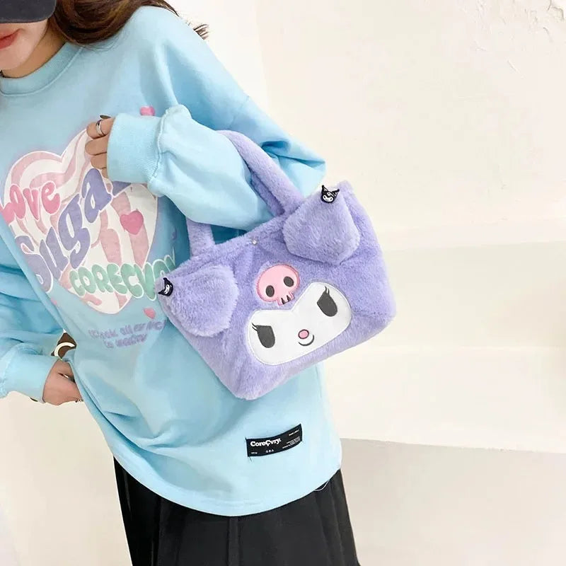 Kawaii Sanrio Bag Kuromi Plush Backpack Lolita Style Plushies Stuffed Animal Doll Toys My Melody Bag Women Tote Girl Christmas